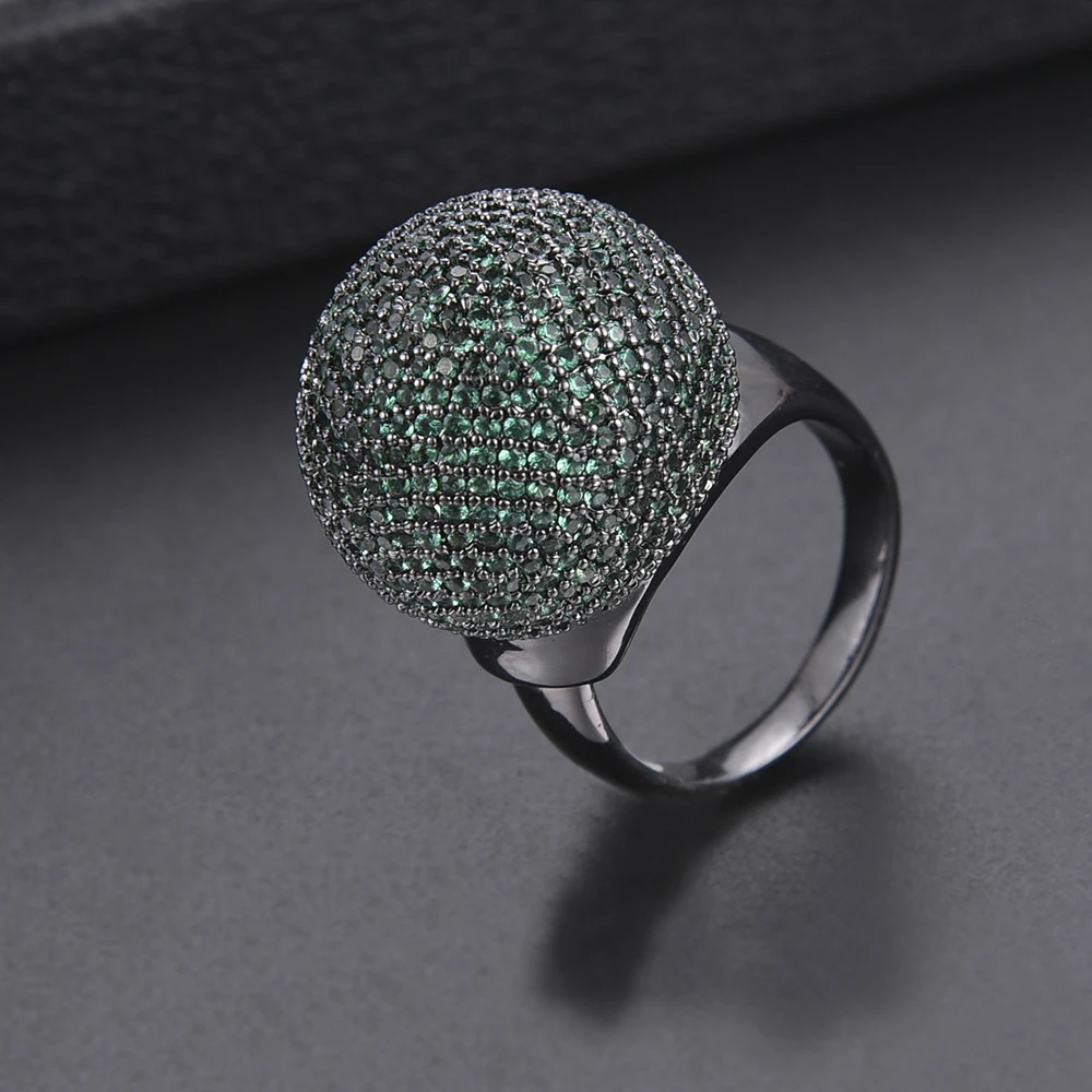 

LARRAURI Trendy Charms AAA Ball Cubic Zirconia Rings Female Dubai Wedding Party Ring For Women Jewelry Bagues Anillos 2019