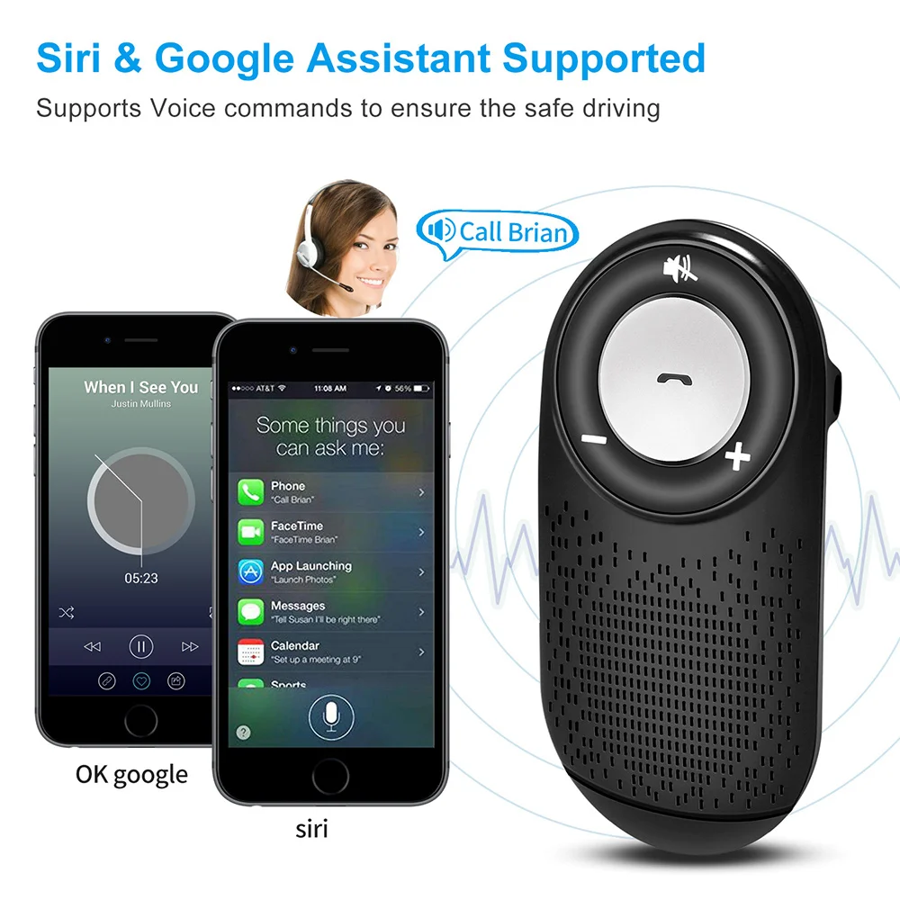 AOSHIKE Bluetooth 4 1 автомобильный комплект громкой связи беспроводной динамик телефон