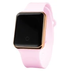 Простые женские цифровые часы с розовым ремешком, светодиодные электронные детские часы, наручные часы с квадратным циферблатом для мальчиков, женские мужские часы с браслетом, женские часы