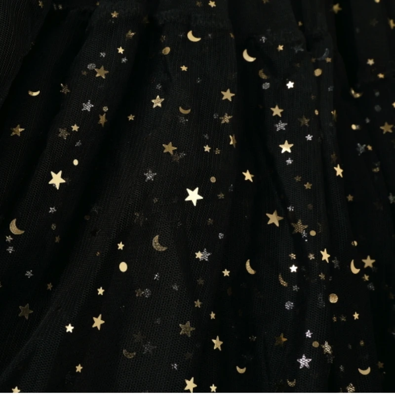 Блестящая Звезда плиссированные юбки в складку черный 2019 PDD блестящая длинная