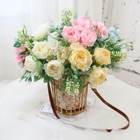 1pc 5heads artificial faux silk flower peony wedding parties shop restaurant office valentines home living room deco