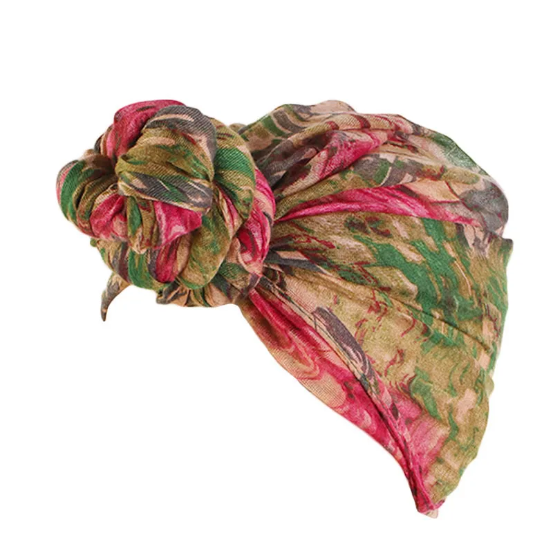 New women Big Flower turban Chemo Cancer Cap headwrap bandana cap Head Wrap Stretch Long Hair Scarf headscarf Turban Tie