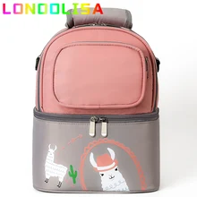 Cartoon Mom Backpack Baby Bottle Cooler Back Pack Maternity Shopping Waterproof Handbag Mummy Multifunctional Nylon Travel Bag