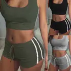 Комплект для йоги женский из 2 предметов, эластичный топ на спине и шорты, пикантная облегающая спортивная одежда, комплект с бюстгальтером