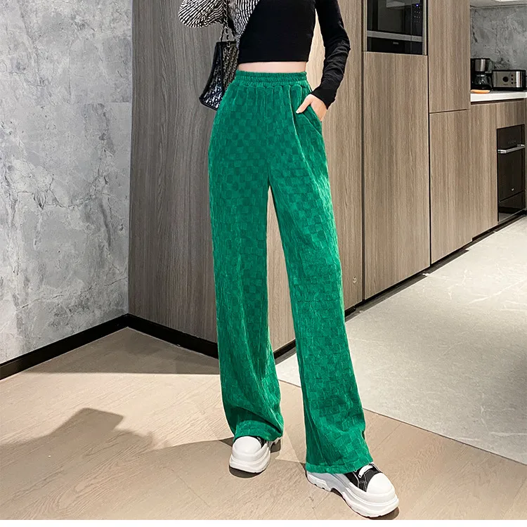 

Plaid Pants Women Casual Chic Oversize Loose Wide Leg Trousers Ins Retro Teens Harajuku Hip-hop All-match Streetwear Pants