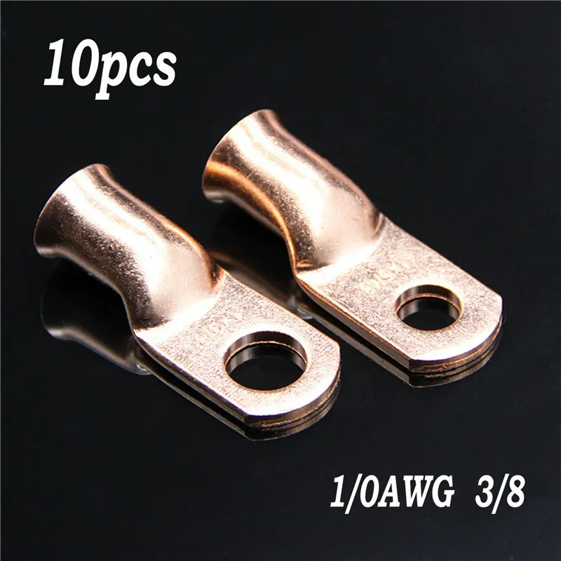 10 шт. провода Кольцо Терминал Медь 1/0 AWG Калибр 3/8 &quotРазъемы автомобильные аудио