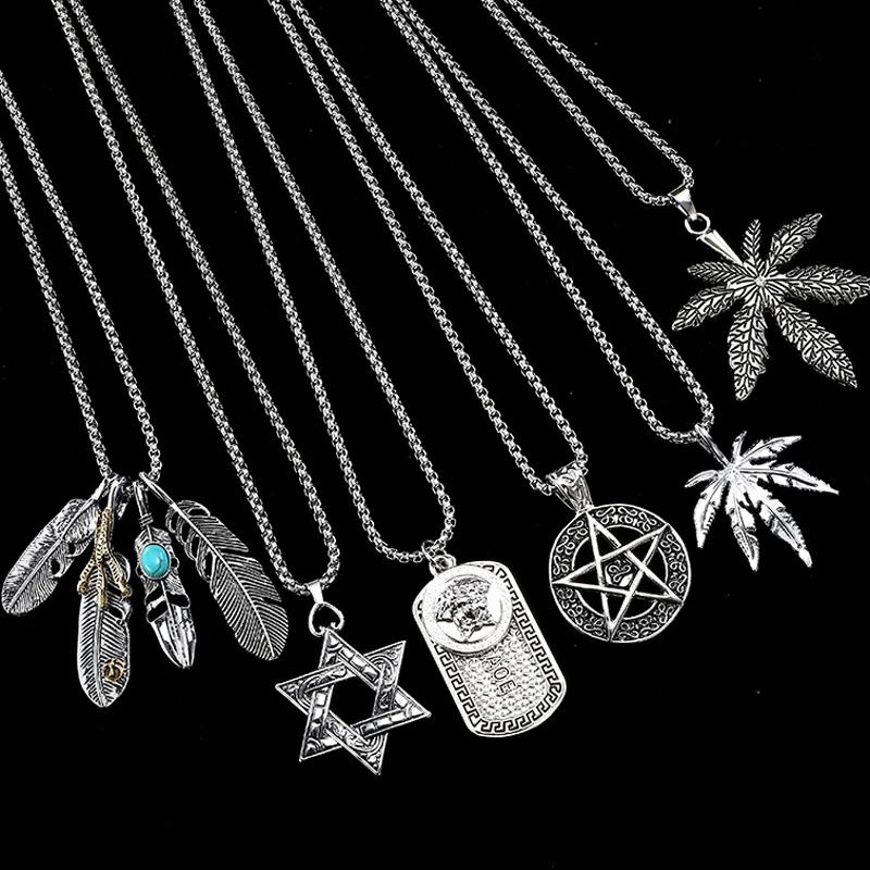 Титановая сталь панк хип хоп подвеска в виде звезды Мужская цепочка винтажное