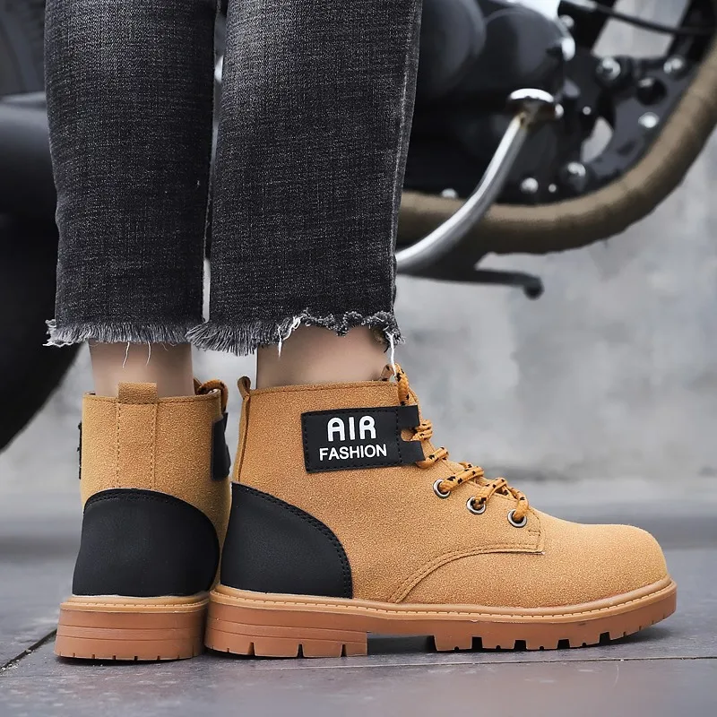 Детские ботинки-мартинсы для мальчиков и девочек теплые кожаные ботинки модные в