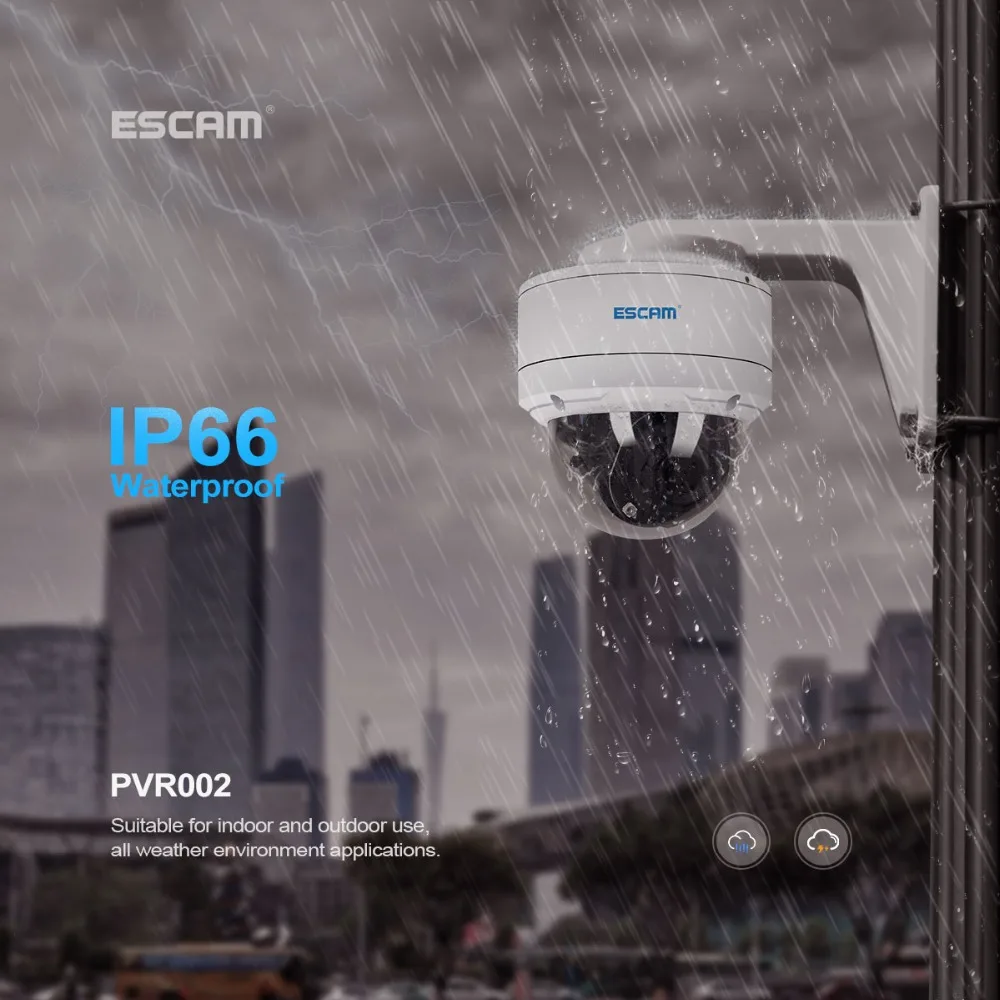 Новейшая камера ESCAM PVR002 2MP HD 1080P PTZ 4X Zoom 2,8-12 мм объектив IP66 водонепроницаемая купольная ip-камера POE Поддержка 3D цифрового шумоподавления