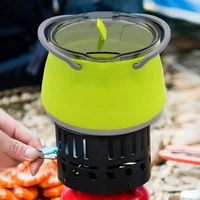1l silicone folding kettle portable field camping open fire coffee tea cassette cooker outdoor camping hiking backpacking pot
