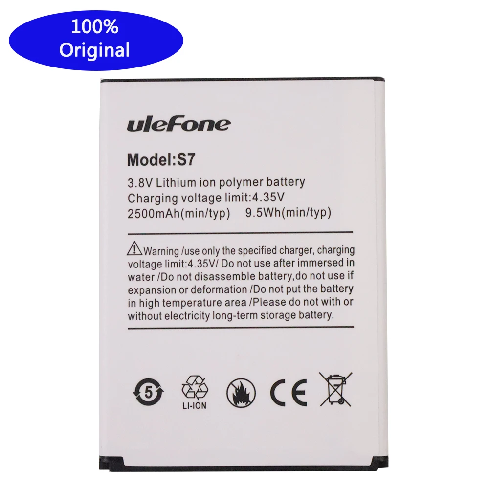 

100% New Original High Quality Mobile Cell Phone Ulefone S7 Battery 2500mAh For 5.0inch ulefone S7 Smart Phone