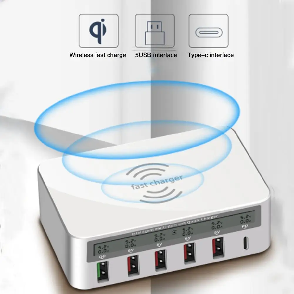 Зарядная Станция BEESCLOVER Smart с 6 портами и usb-хаб быстрая зарядка QC3.0 PD протокол 18W2.4A