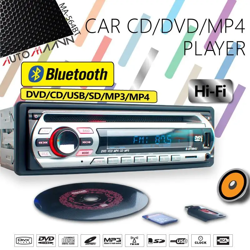 CD/DVD USB/TF радио приемник слот BLUETOOTH плеер с автомобилем в тире|CD-плеер для авто| |