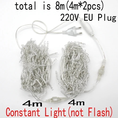 8M Length 220V EU 8 м-48 м водонепроницаемый наружный Рождественский светильник 0,4-0,6 м светодиодный занавес сосулька струнный светильник s сад торговый центр карнизы декоративный светильник s - Испускаемый цвет: 8M Length 220V EU