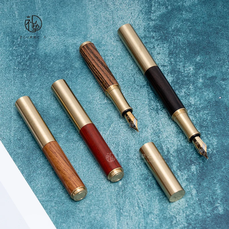 Najtaniej Mosiężne Drzewo Sandałowe Mini Kieszeń Krótkie Wieczne Pióro Do Kaligrafii Praktyka Pióro Prezent Biznesowy Kreatywny Prezent Pióro 0.58mm
