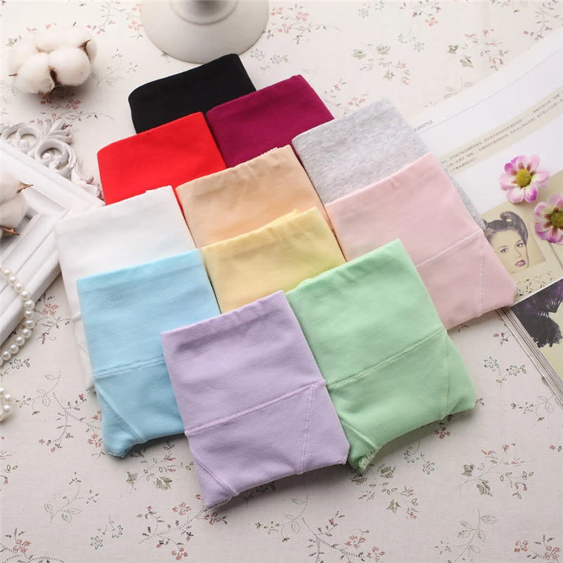 2020 однотонное хлопковое женское нижнее белье брифы с высокой талией и кружевом