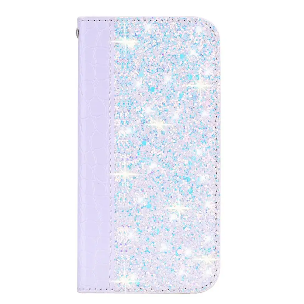 Silver Glitter Bling Case For Huawei Mate 10 20 P20 P30 Lite Pro Honor 10 9 Lite 7x Y6 Y7 Y9 P Smart+ Leather Flip Book Case Coque - Цвет: Silver