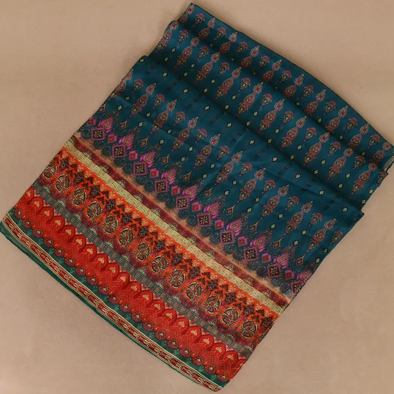 Женский шифоновый шарф длинный пляжный с цветочным принтом в индийском стиле 160x50