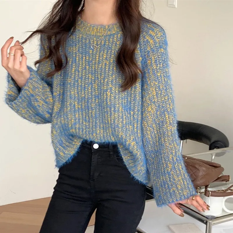 

Women Casual Sweaters New 2021 Autumn Winter Korean Style Streetwear All-match Loose Female Long Sleeve Knitted Pullovers W719