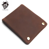 vintage crazy horse leather wallet for man 2 buttons three fold wallets men genuine cowhide coin purse
