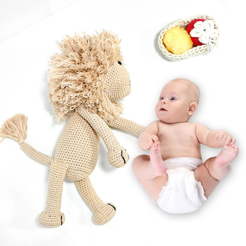 

Успокаивающее плюшевое животное лев мягкая Набивная игрушка для сна подарок другу Комфорт Кукла-погремушка трикотажная для младенцев дете...