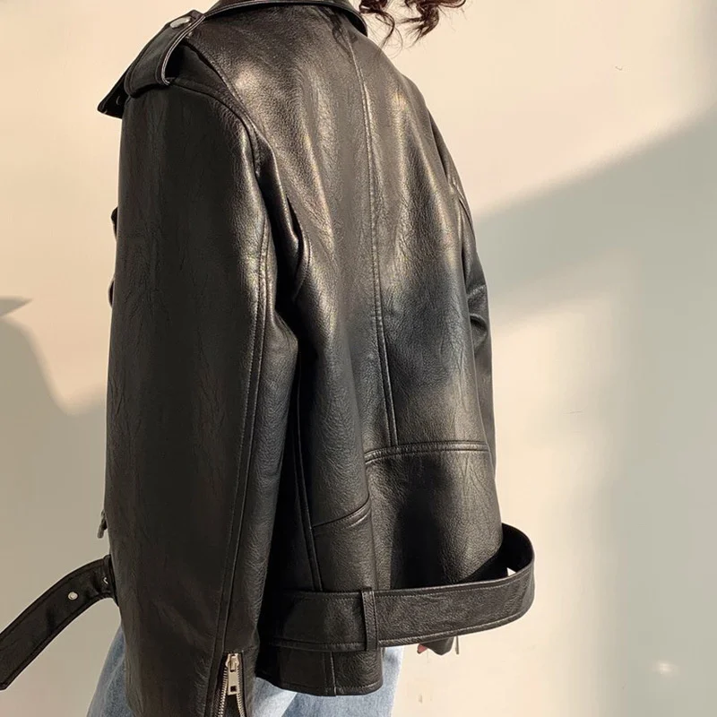 New PU leather clothes spring and autumn 2020 women's short slim motorcycle jacket slim coat Korean fashion enlarge