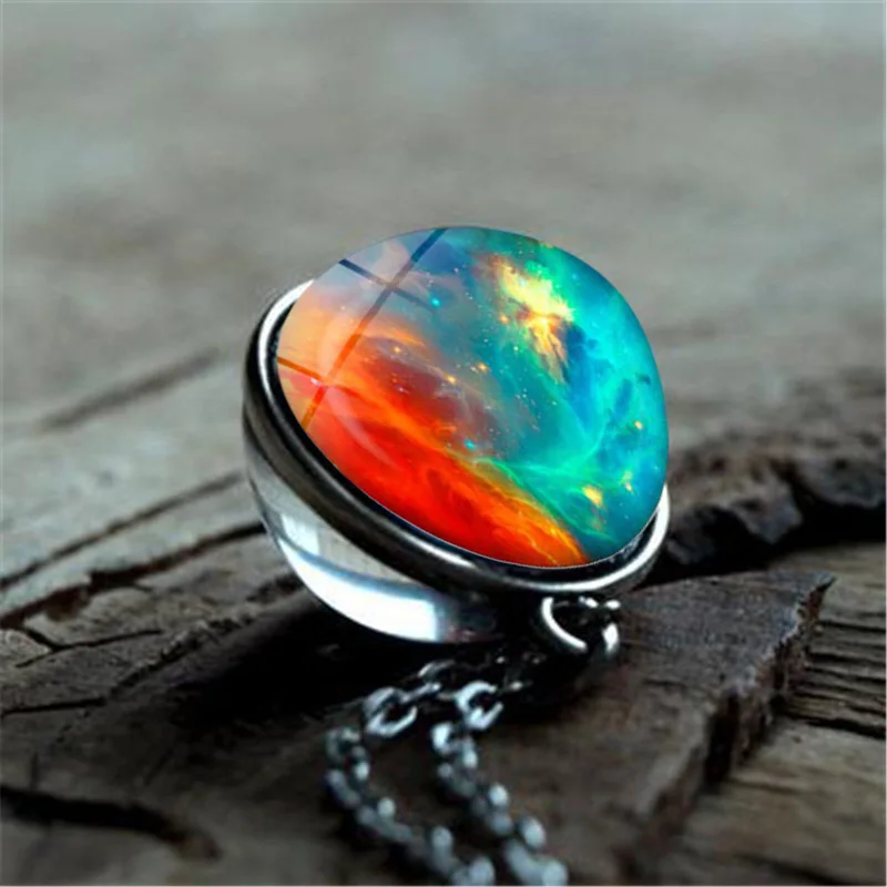 Новое двустороннее ожерелье с кулоном в виде туманности и галактики ювелирное