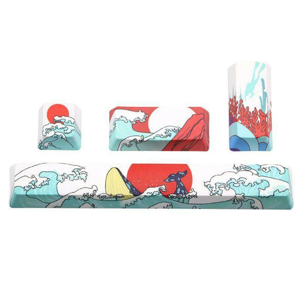 

4 PCS Keycaps Sea Coral Style PBT Five Sides Dye-Subbed 6.25U Spacebar Keycap for DIY Mechanical Gaming Keyboard