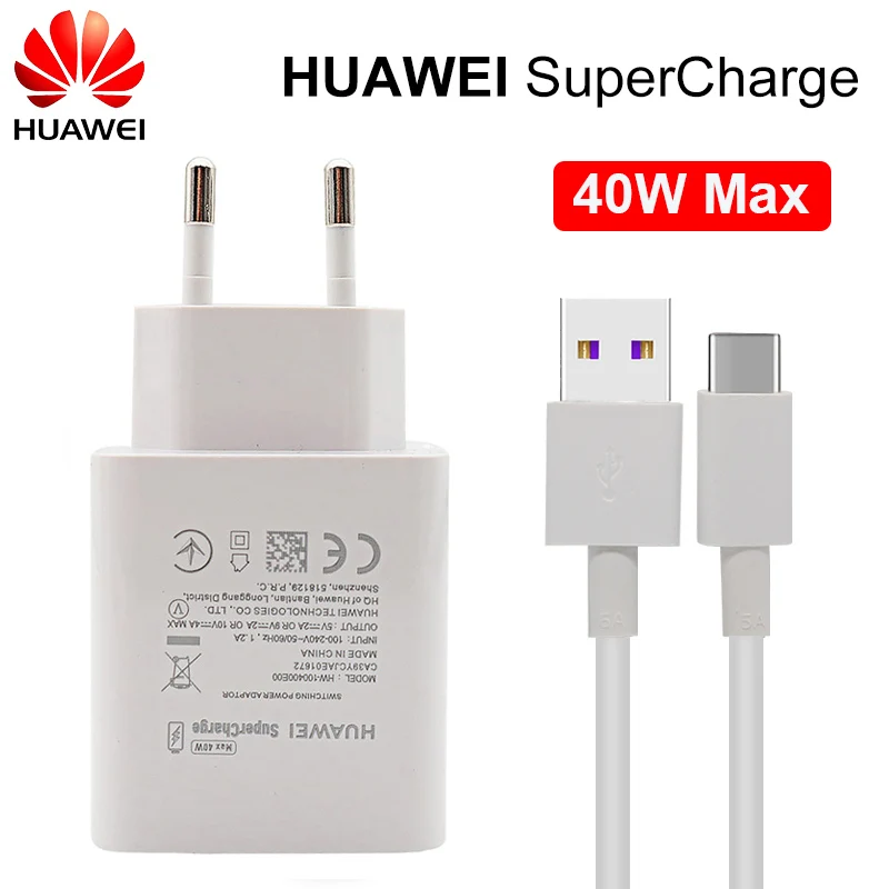 Зарядное устройство для Huawei P40 Pro 40 Вт USB 5 А кабель Type-C P30 P20 MATE 20 PRO Mate30 honor |
