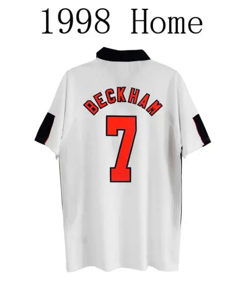 

National Team 1990 Gascoigne LINEKER 1998 BECKHAM 1996 SHEARER Home Away Third Retro Man Camiseta Soccers Jerseys England Tee