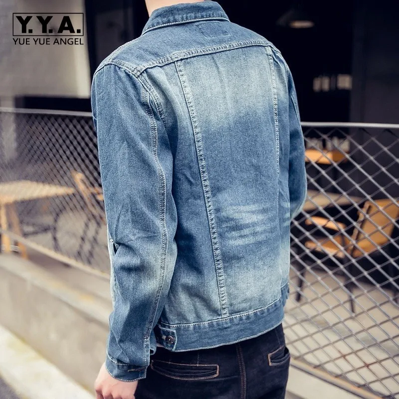 Весенняя Новинка модные мужские повседневные джинсовые пальто с воротником