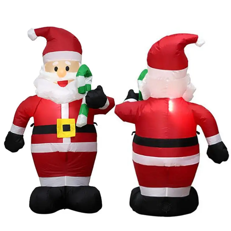

1.8/1.2m Christmas Santa With Canes LED Light Inflatable Airblown Ornaments Prop Yard Giant Lawn Inflatables Home Family Outside