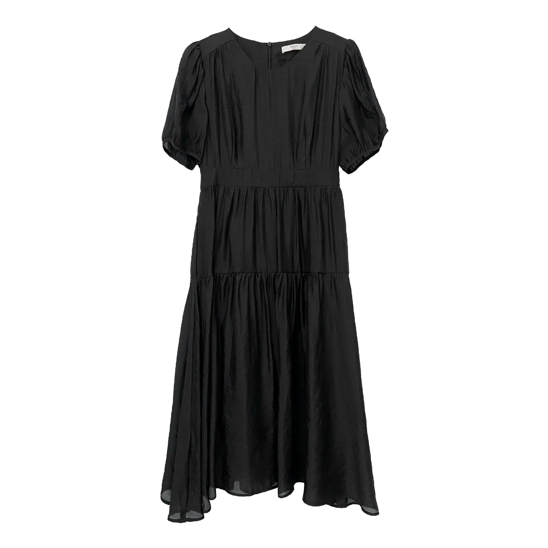 

Soul summer 2021 new Lantern Sleeve Dress round neck Korean slim high waist A-line fairy long skirt