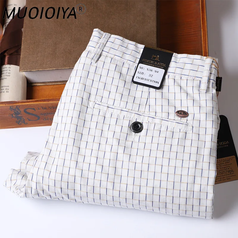 

Тонкие летние клетчатые брюки, Мужская прямая одежда в Корейском стиле, мужские брюки, брюки, новинка 2022