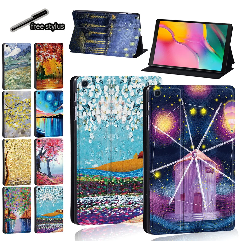 

For Samsung Galaxy Tab A7/Tab S6 Lite/Tab A A6 10.1/Tab A 9.7/Tab S5e/Tab A 8.0 Inch Tablet Leather Cover Case + Free Stylus