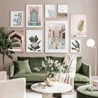 Мозаика из марокканских цветов фонтана, постер с зелеными растениями, Картина на холсте, художественная живопись, картина для гостиной, украшение для дома