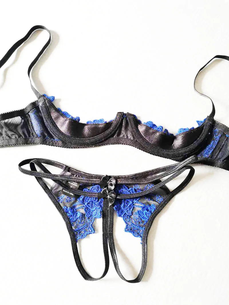 Комплект женского нижнего белья кружевной бюстгальтер и трусики Прозрачное