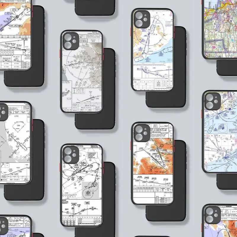 

Aviation Chart pattern Phone Case matte transparent For iphone 7 8 11 12 plus mini x xs xr pro max cover