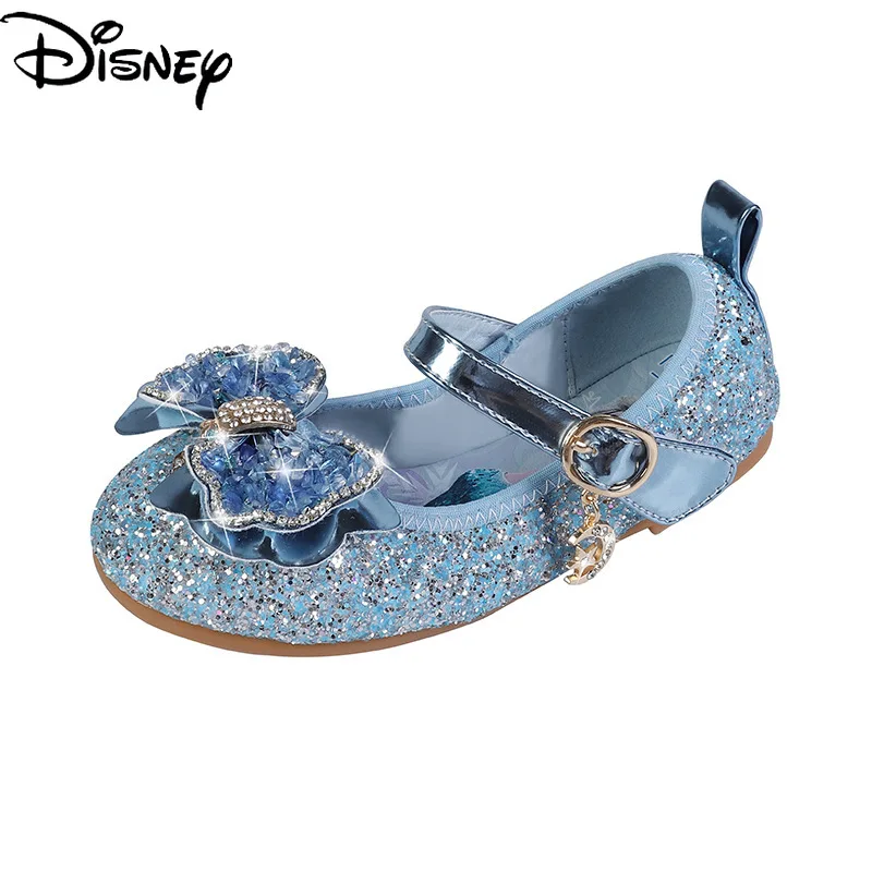 

Original Disney Frozen Aisha Princess Girls Shoes Children's Soft-soled Leather Shoes Show Crystal Shoes