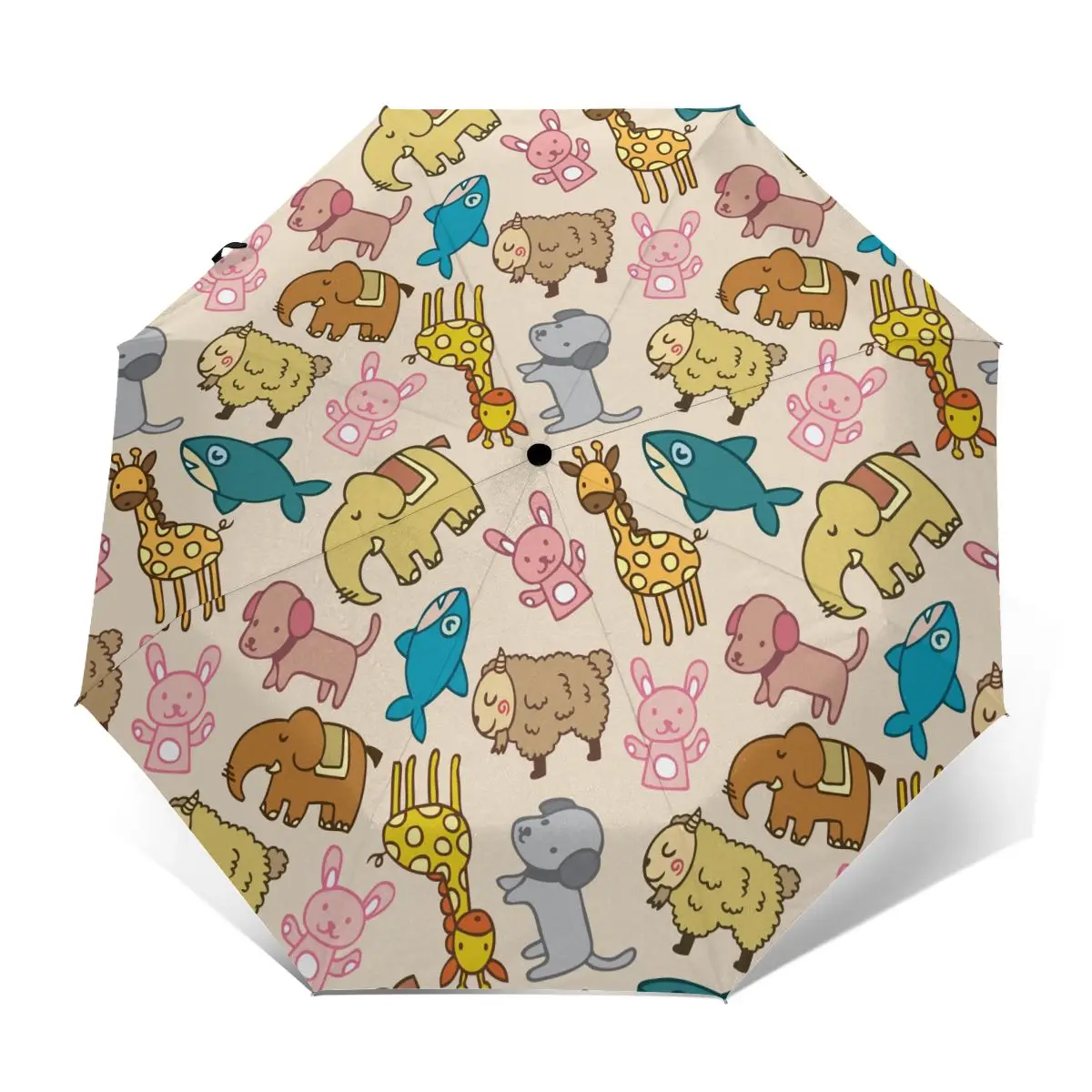 Economici Sunny Umbrella Cute Animals Pattern Automatic Folding Portable Men Women Umbrella Sunscreen Rain Windproof Beach Parasol