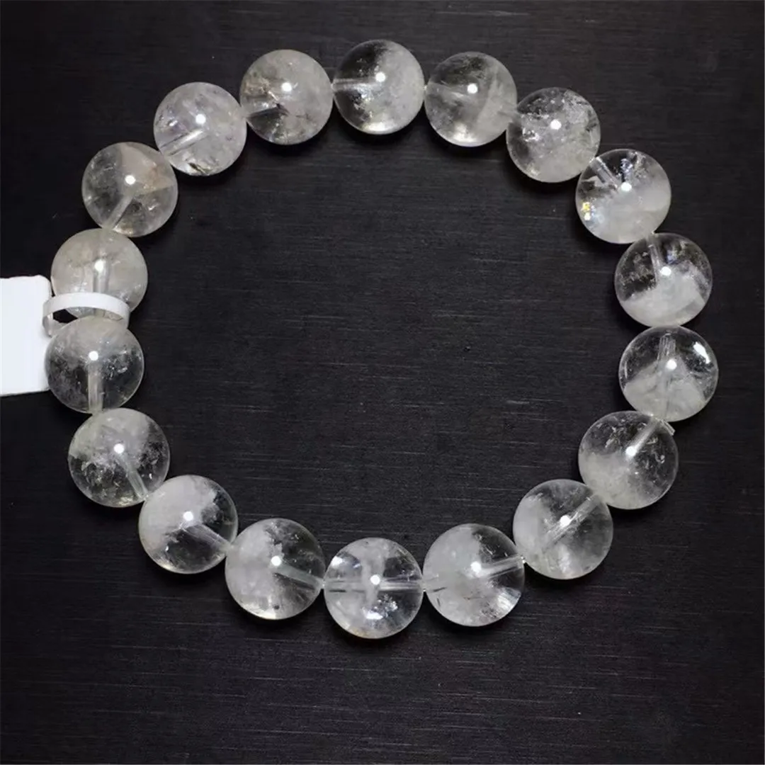 

11mm Natural White Phantom Quartz Bracelet For Women Lady Men Love Luck Gift Crystal Round Beads Gemstone Strands Jewelry AAAAA