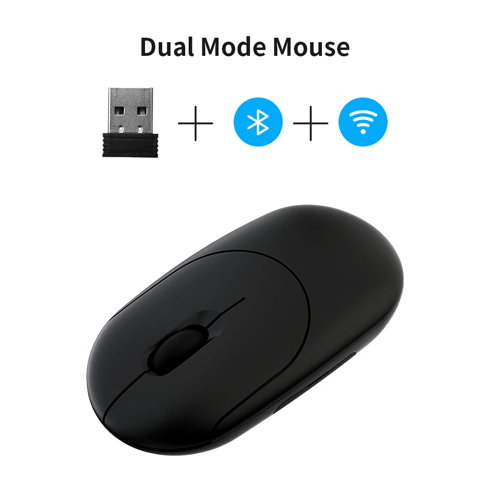 

Беспроводная мышь с двумя режимами, портативная игровая мышь Bluetooth 5,0 и 2,4 ГГц для ПК, ноутбука, бесшумная мышь 3200 DPI с USB нано-приемником