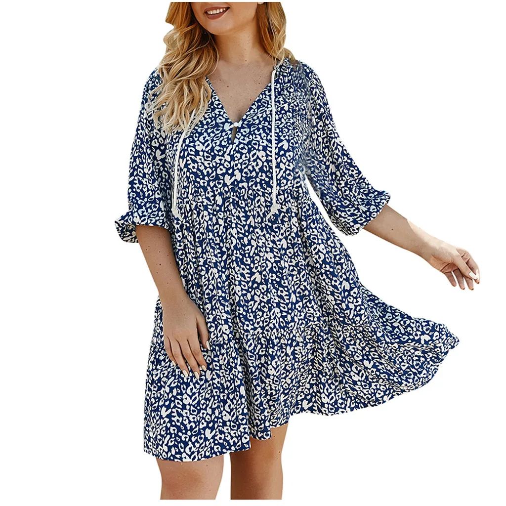 Женское платье с леопардовым принтом JAYCOSIN повседневное свободное до колена