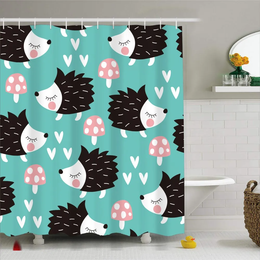 

Hedgehog Shower Curtain Cartoon Animal Pattern Bathroom Curtain Home Decoration Washable Shower Curtain 3D Printing Curtain