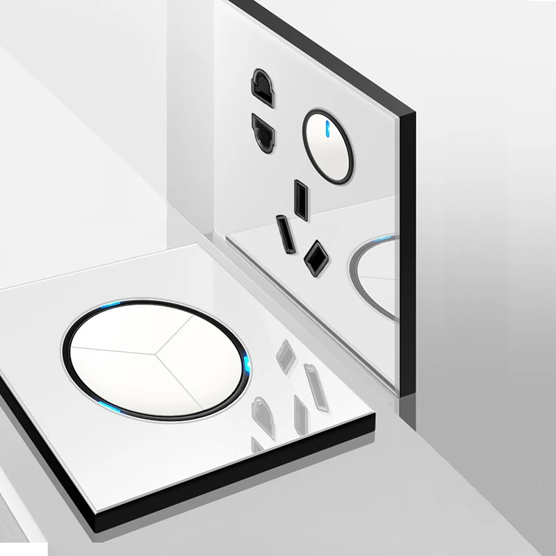 Выключатель COSWALL R11 настенный из белой стеклянной панели европейская французская