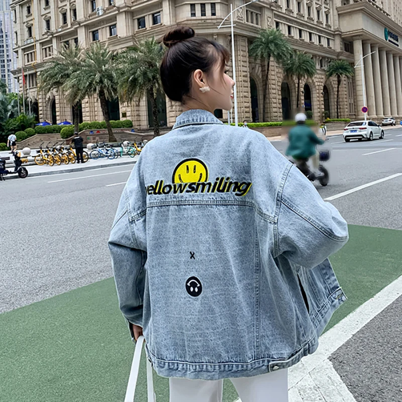 Модная брендовая Женская куртка новинка 2021 джинсовая Корейская версия