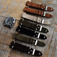 retro suede leather watchband 18mm 20mm 22mm 24mm brown watchstrap stainless steel silver buckle for men women watch replacement