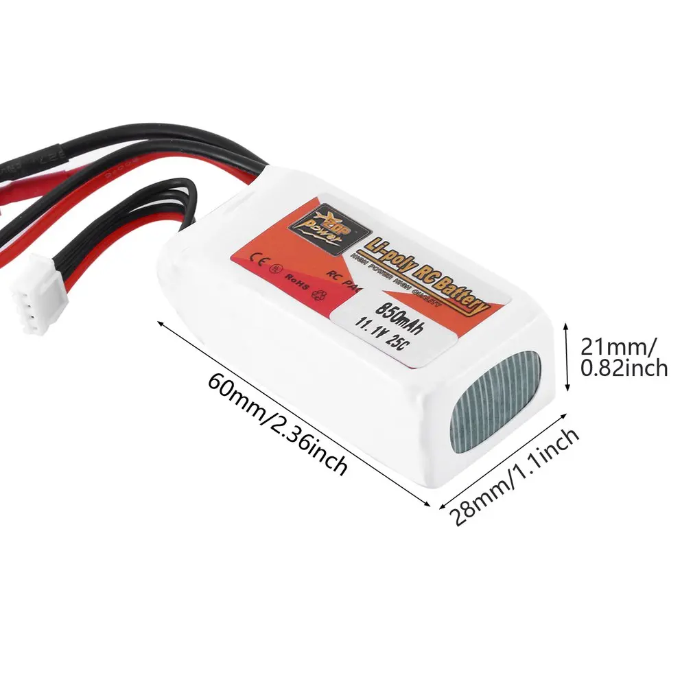 

ZOP Power 850mAh 11.1V 25C 2S JST+XT30 GRP763048 Lipo Battery Jst Plug Rechargeable Battery For Rc Models GRP763048
