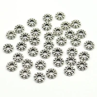 6mm wholesale 100pcs200pcslot daisy flower spacers bead metal tibetan silver color spacer beads for jewelry making hole is 2mm
