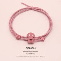 sempli high elasticity nylon elastic hair bands alloy smile face with five star headwear for women kid children rubber bands